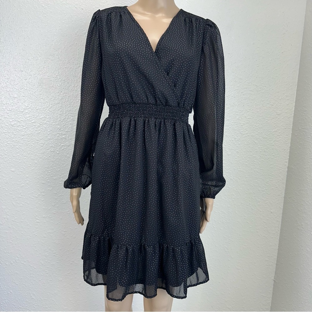 Indigo Rose Black Midi Dress Sheer Sleeve Studded Dark Romantic Whimsical goth